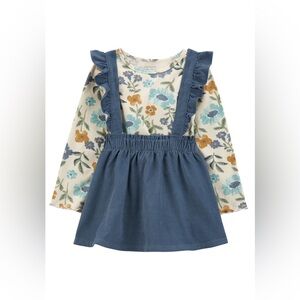 Carter's Blue Pinafore with Floral Dress 2 Piece